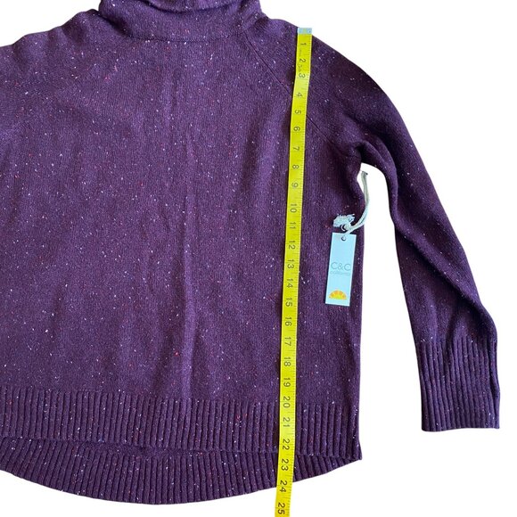 NWT C&C California Wool Turtleneck Sweater Sz L Burgundy Speckled Ski Cabincore - Picture 11 of 12